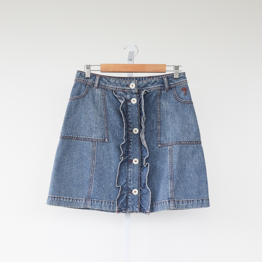 Ganni Benedict Light Wash Denim Skirt